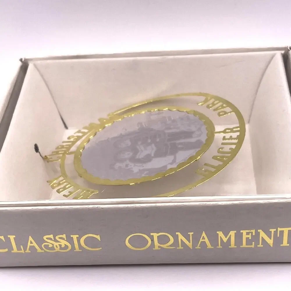 GLACIER PARK Brass Cut Out Carolers Hologram Christmas‎ Ornament Vintage